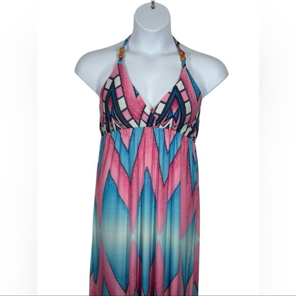 Boho Beaded Passion4Fashion Vibrant Maxi Sundress Size Large - Picture 3 of 9